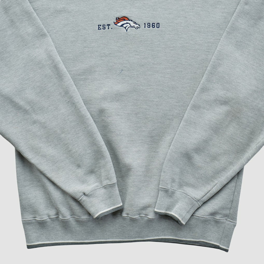 Denver Broncos Champion 2000s Pullover Sweatshirt - Heather Gray Vintage - Fanatics