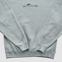 Denver Broncos Champion 2000s Pullover Sweatshirt - Heather Gray Vintage - Fanatics