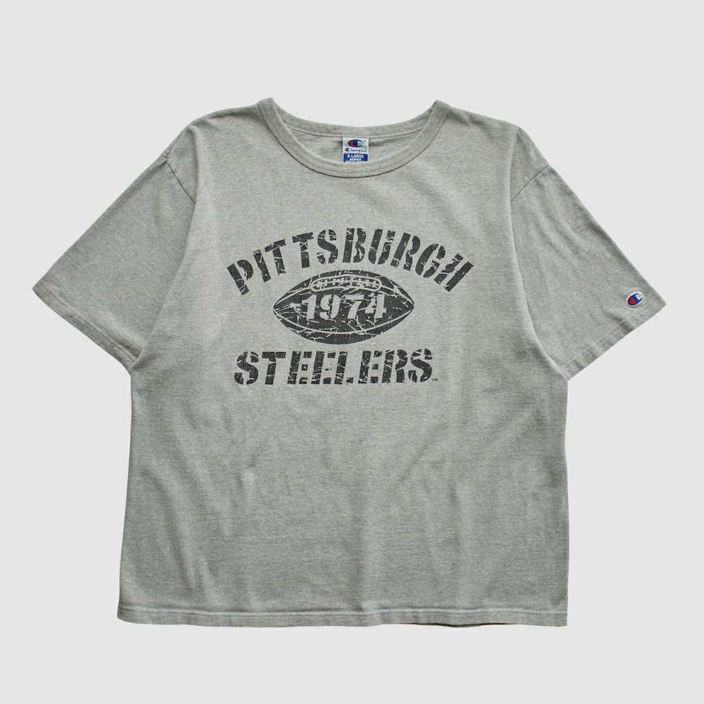 Pittsburgh Steelers Champion 90s T-shirt - Heather Gray Vintage - Fanatics