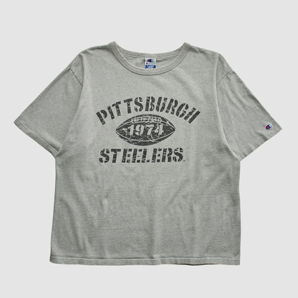 Pittsburgh Steelers Champion 90s T-shirt - Heather Gray Vintage - Fanatics
