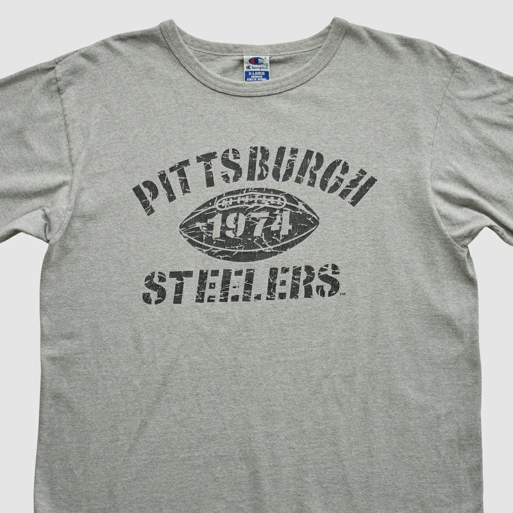 Pittsburgh Steelers Champion 90s T-shirt - Heather Gray Vintage - Fanatics
