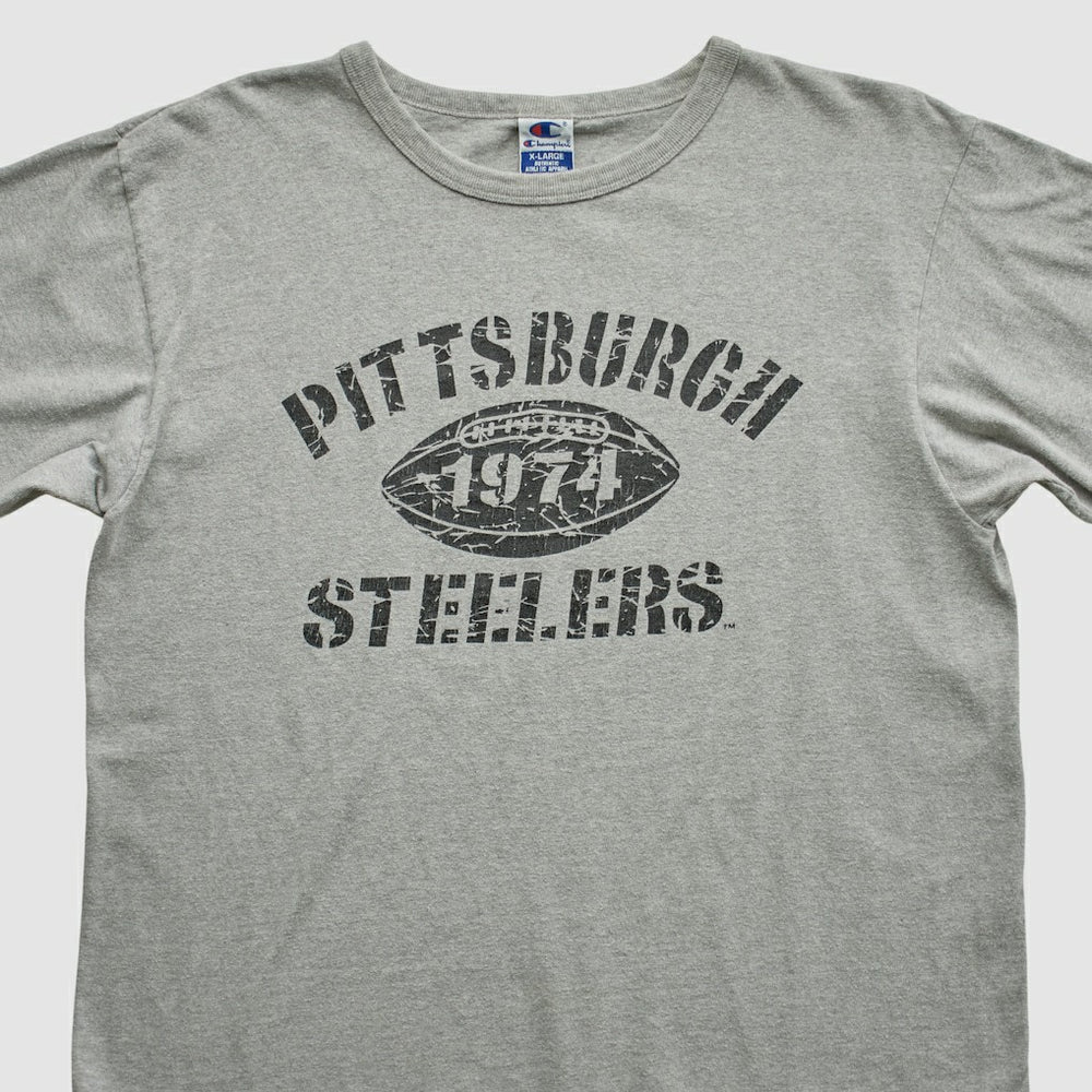 Pittsburgh Steelers Champion 90s T-shirt - Heather Gray Vintage - Fanatics