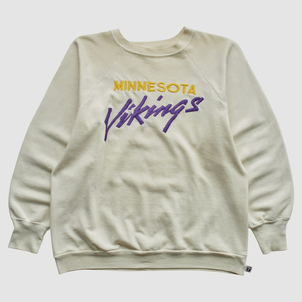 Minnesota Vikings Logo 7 80s Pullover Sweatshirt - White Vintage - Fanatics