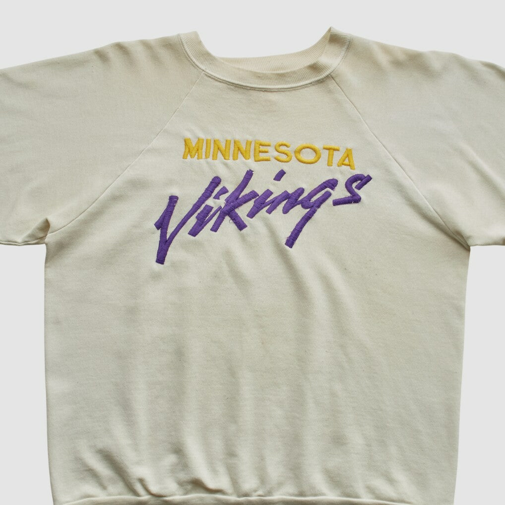 Minnesota Vikings Logo 7 80s Pullover Sweatshirt - White Vintage - Fanatics