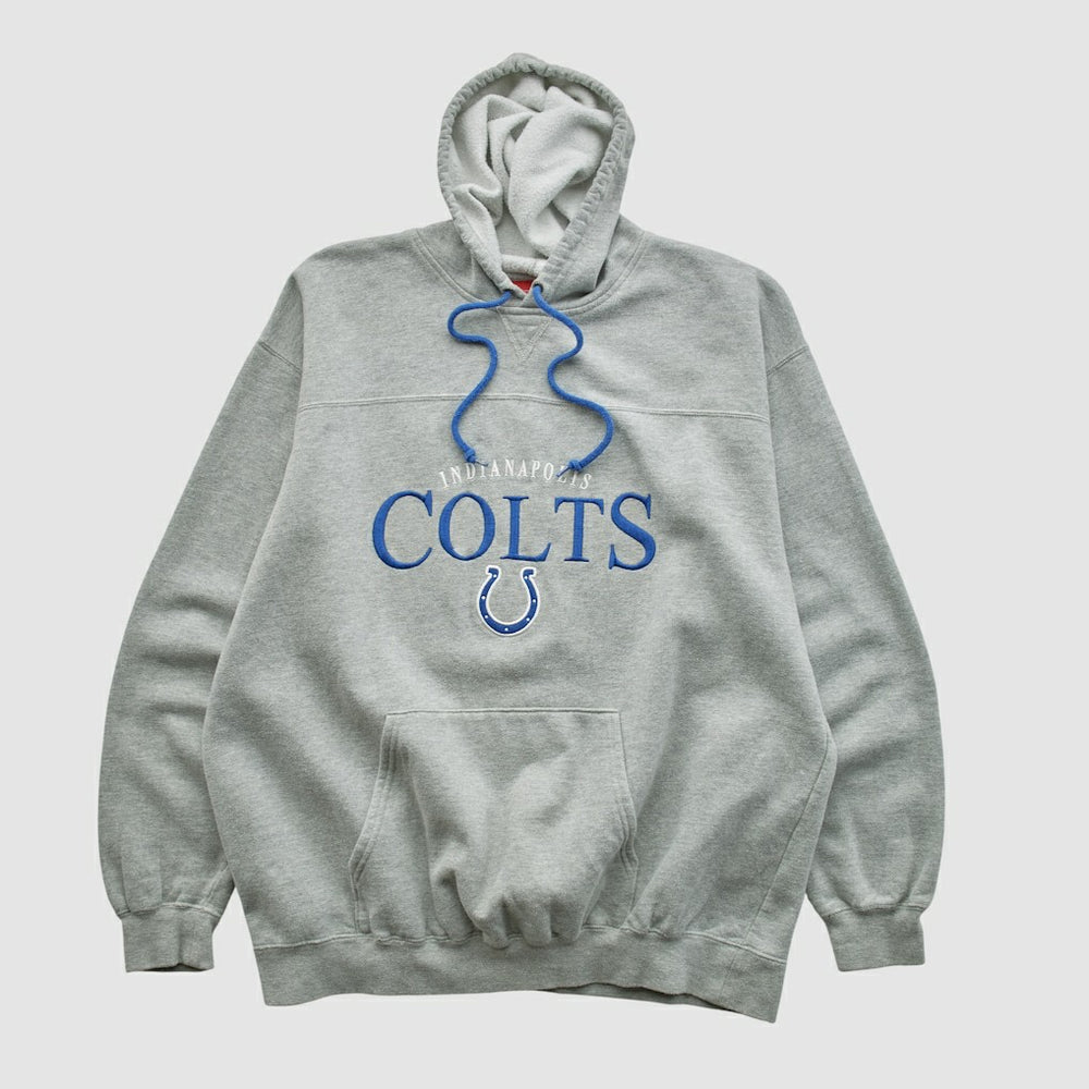 Indianapolis Colts NFL 2000s Hooded Pullover Sweatshirt - Heather Gray Vintage - Fanatics