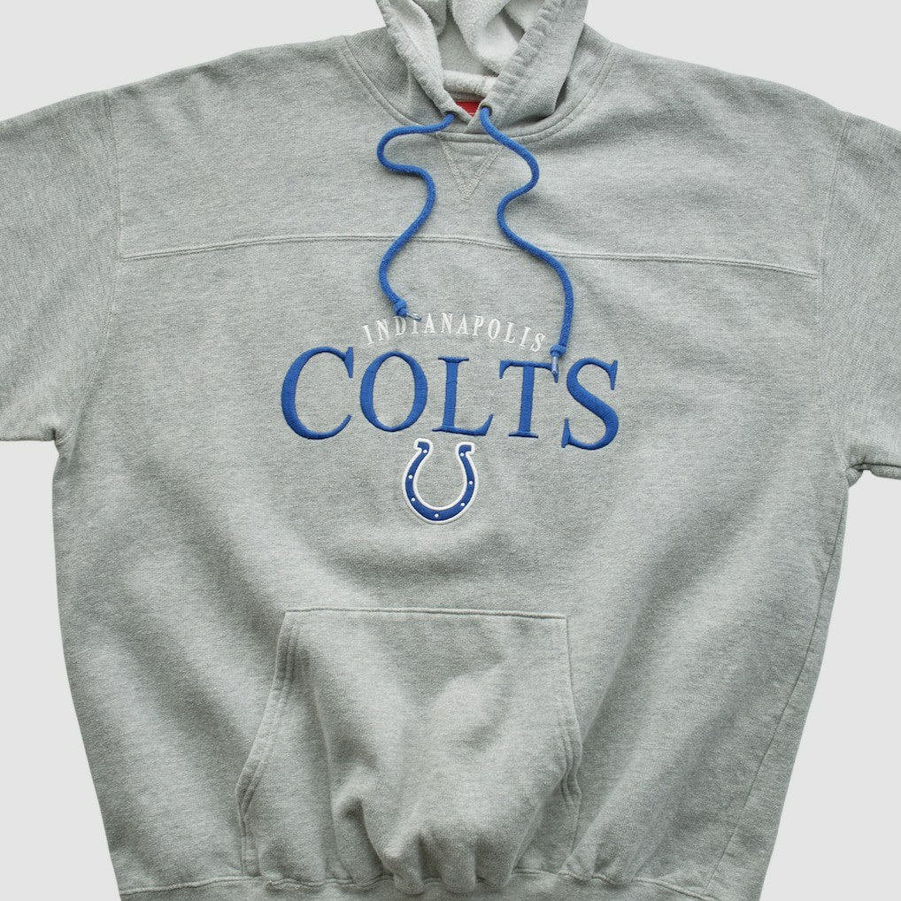 Indianapolis Colts NFL 2000s Hooded Pullover Sweatshirt - Heather Gray Vintage - Fanatics