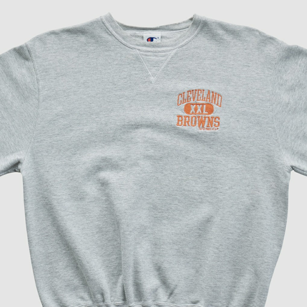 Cleveland Browns Champion 90s Pullover Sweatshirt - Heather Gray Vintage - Fanatics