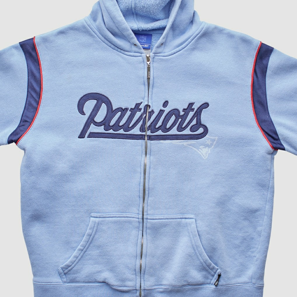 New England Patriots Reebok 2000s Hooded Full Zip Sweatshirt - Light Blue Vintage - Fanatics