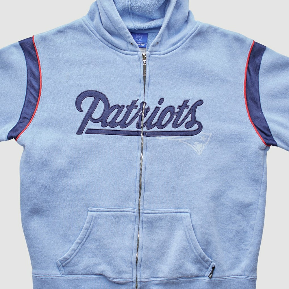 New England Patriots Reebok 2000s Hooded Full Zip Sweatshirt - Light Blue Vintage - Fanatics