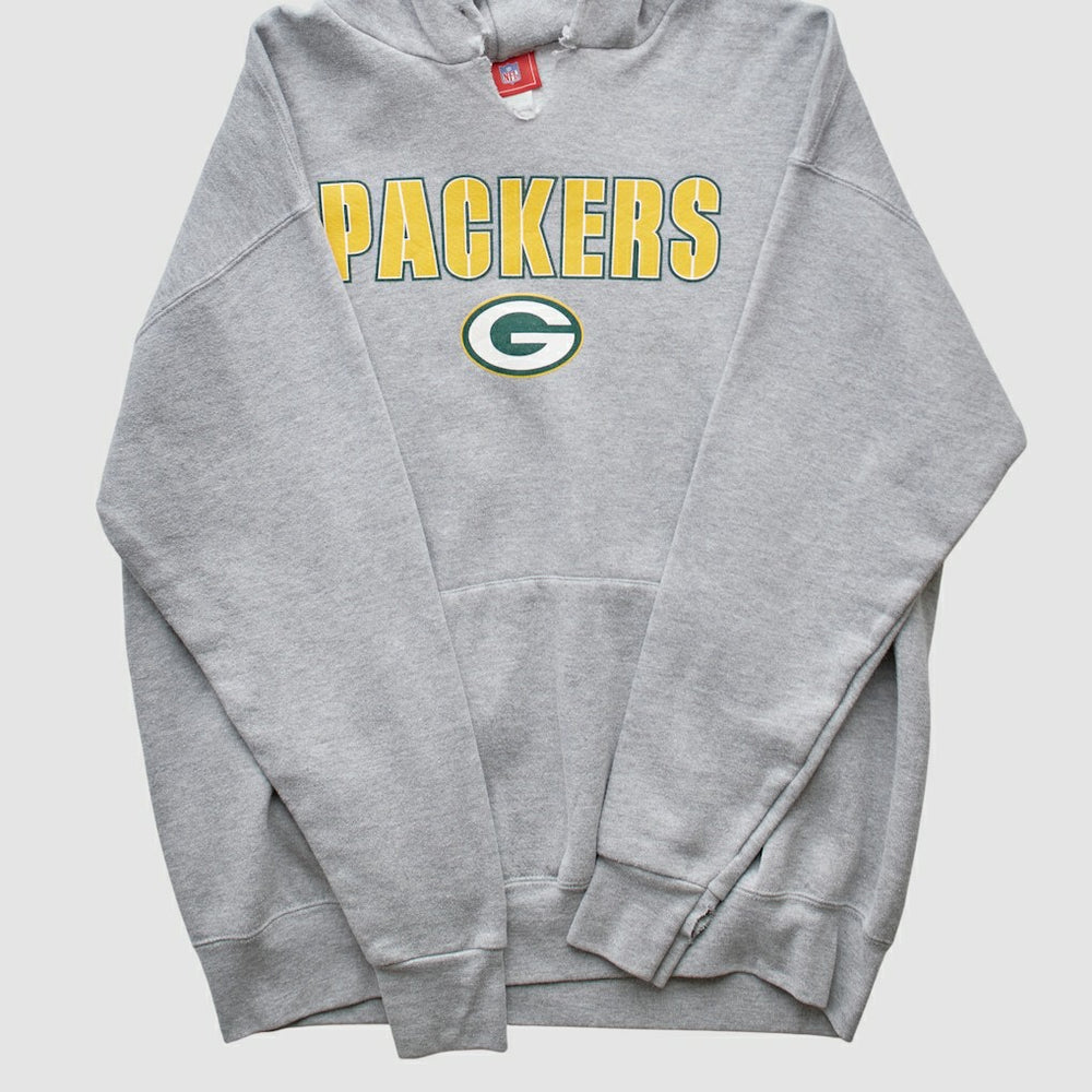 Green Bay Packers NFL 2000s Hooded Pullover Sweatshirt - Heather Gray Vintage - Fanatics