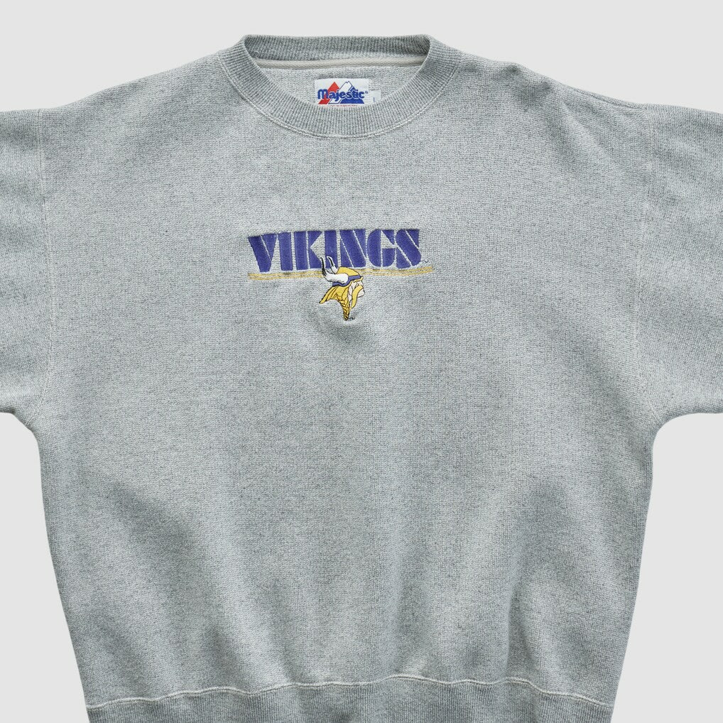 Minnesota Vikings Majestic 2000s Pullover Sweatshirt - Heather Gray Vintage - Fanatics