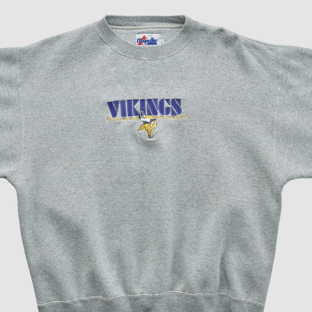 Minnesota Vikings Majestic 2000s Pullover Sweatshirt - Heather Gray Vintage - Fanatics