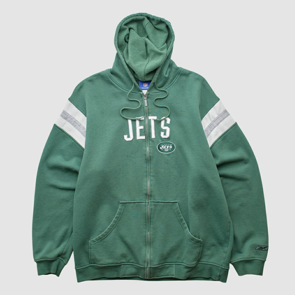 New York Jets Reebok 2000s Hooded Full Zip Sweatshirt - Green Vintage - Fanatics