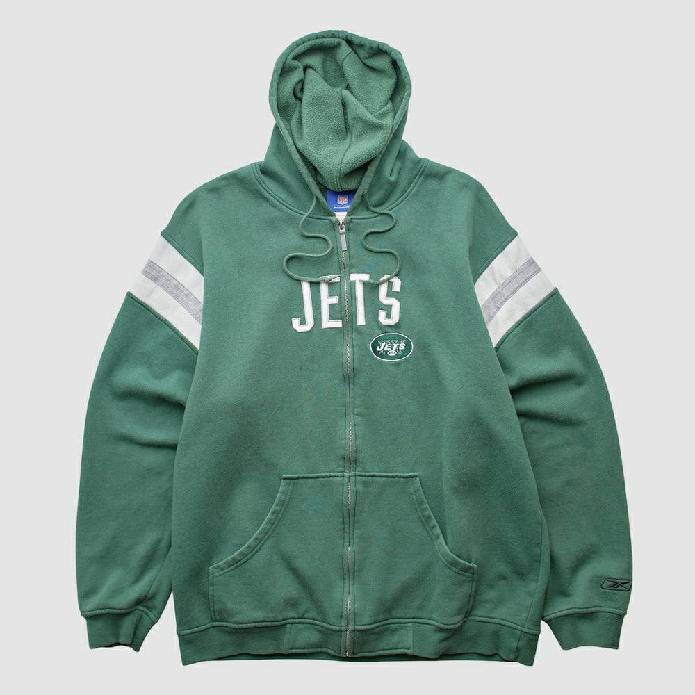 New York Jets Reebok 2000s Hooded Full Zip Sweatshirt - Green Vintage - Fanatics
