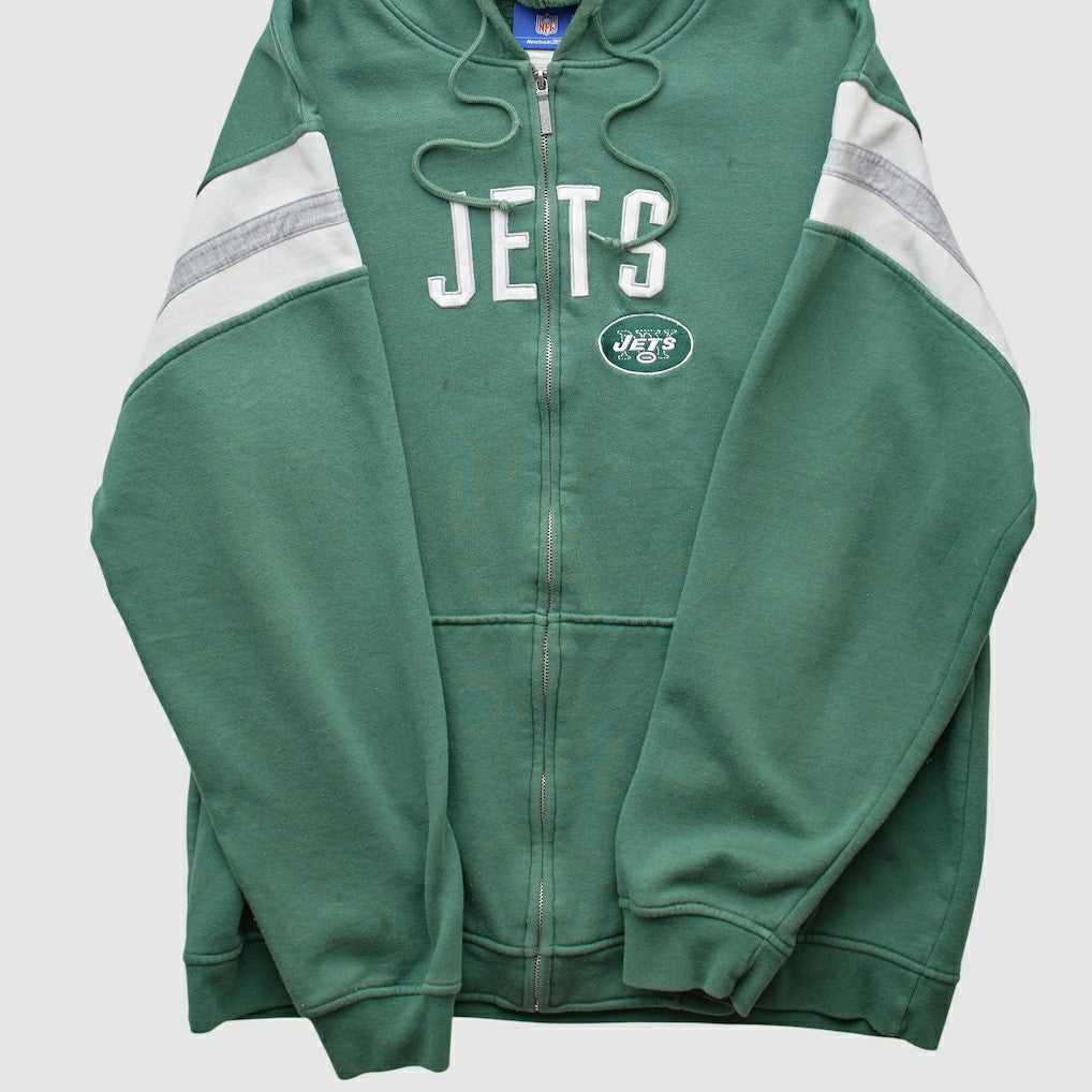New York Jets Reebok 2000s Hooded Full Zip Sweatshirt - Green Vintage - Fanatics