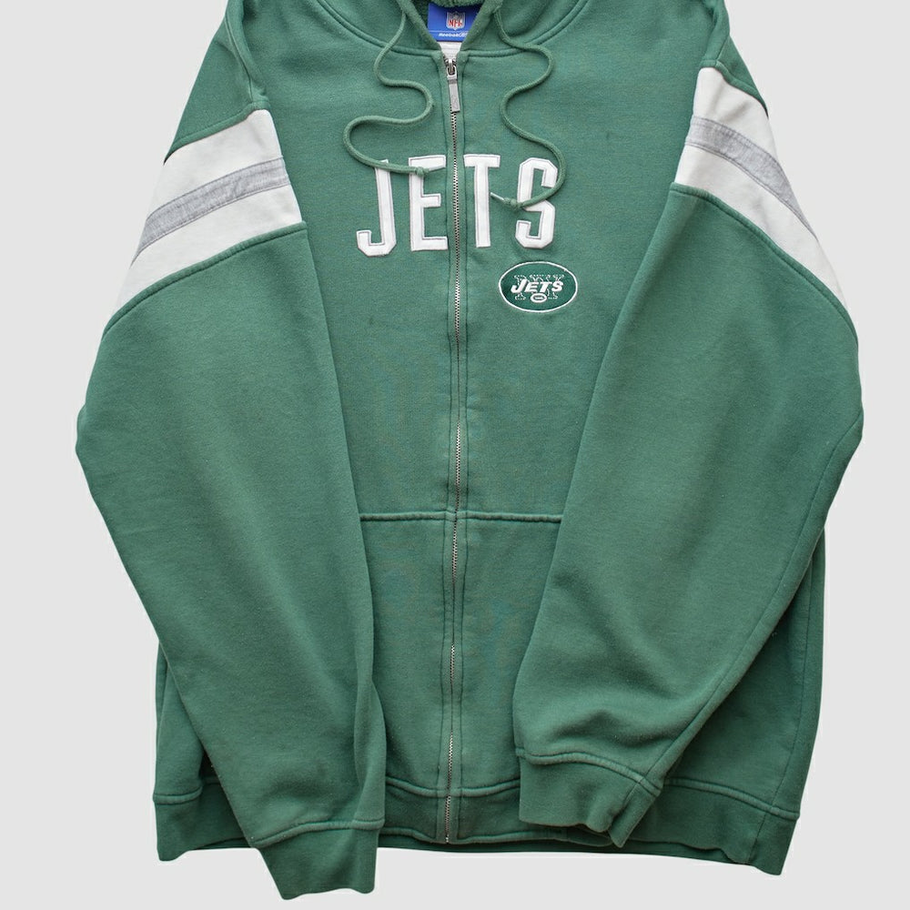 New York Jets Reebok 2000s Hooded Full Zip Sweatshirt - Green Vintage - Fanatics