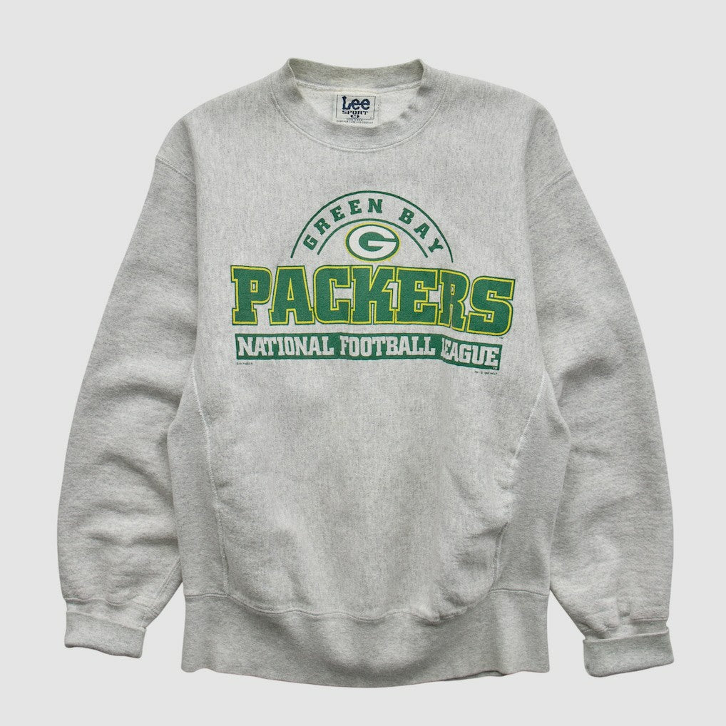 Green Bay Packers Lee Sport 90s Pullover Sweatshirt - Heather Gray Vintage - Fanatics