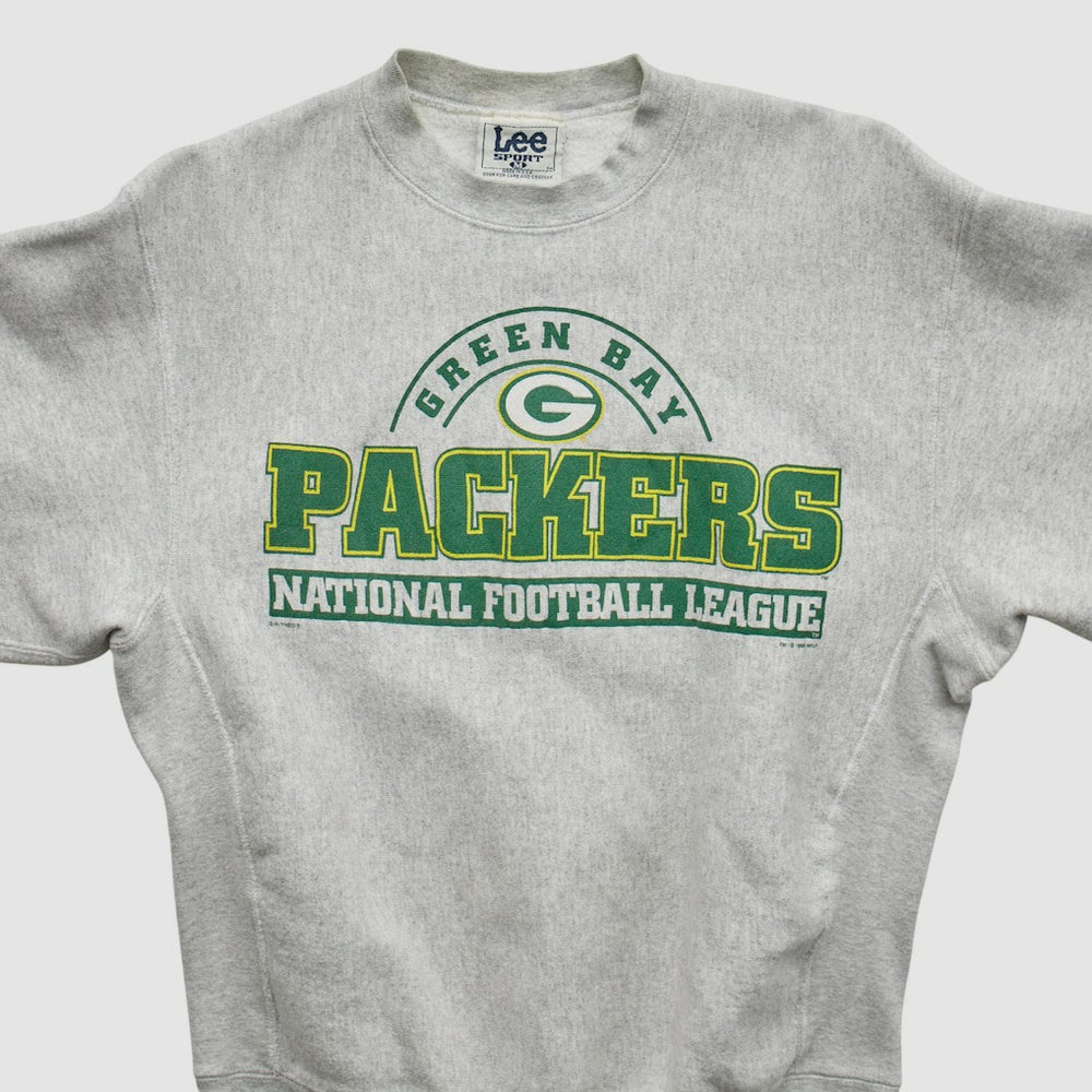 Green Bay Packers Lee Sport 90s Pullover Sweatshirt - Heather Gray Vintage - Fanatics