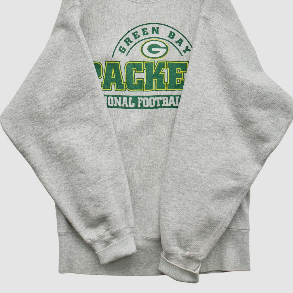 Green Bay Packers Lee Sport 90s Pullover Sweatshirt - Heather Gray Vintage - Fanatics