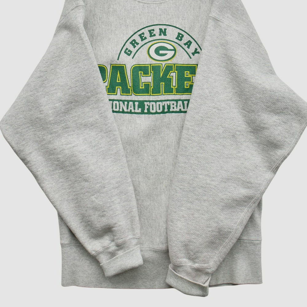Green Bay Packers Lee Sport 90s Pullover Sweatshirt - Heather Gray Vintage - Fanatics