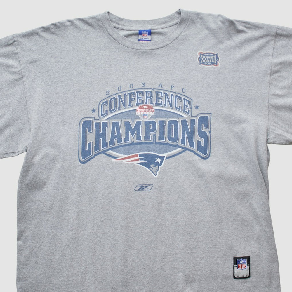 New England Patriots Reebok 2003 Long Sleeve T-shirt - Heather Gray Vintage - Fanatics