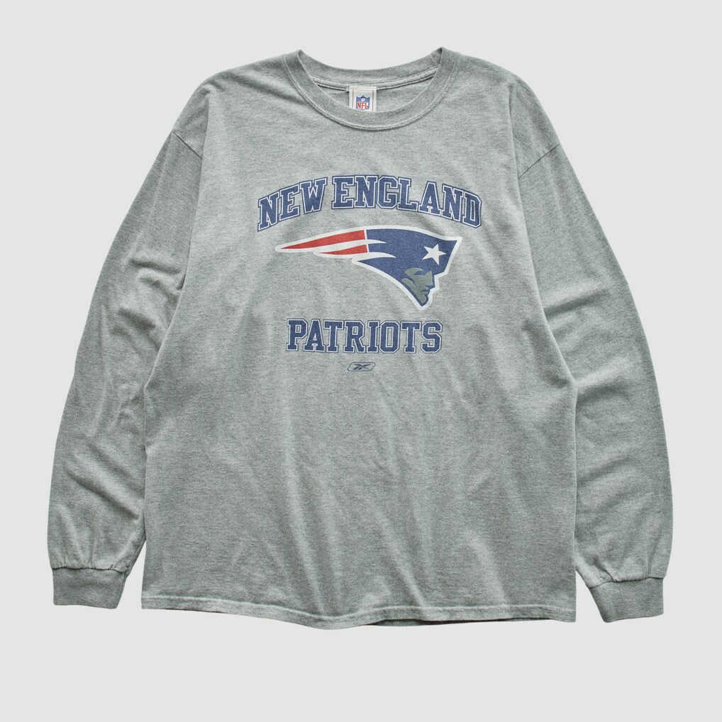 New England Patriots NFL 2000s Long Sleeve T-shirt - Heather Gray Vintage - Fanatics