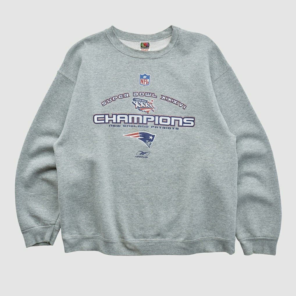 Super Bowl XXXVI Fruit of The Loom 2002 Pullover Sweatshirt - Heather Gray Vintage - Fanatics