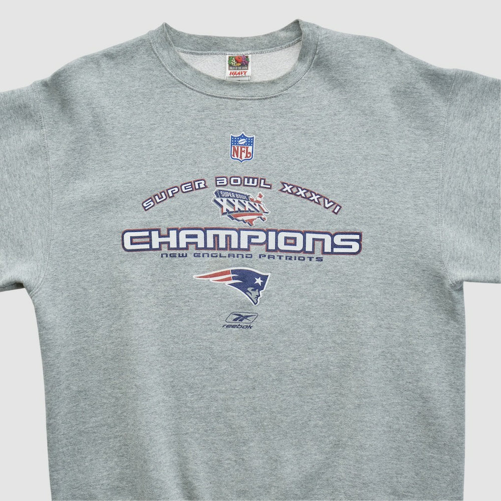 Super Bowl XXXVI Fruit of The Loom 2002 Pullover Sweatshirt - Heather Gray Vintage - Fanatics