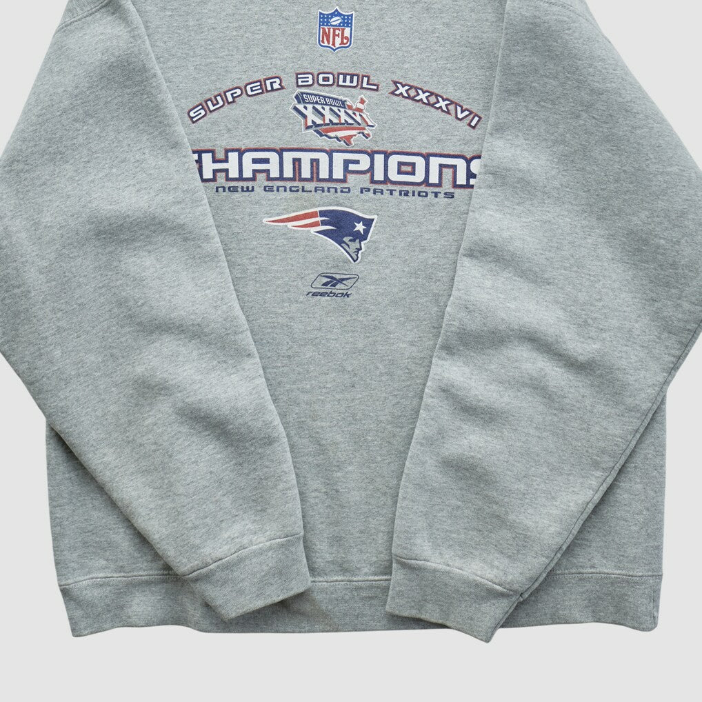 Super Bowl XXXVI Fruit of The Loom 2002 Pullover Sweatshirt - Heather Gray Vintage - Fanatics