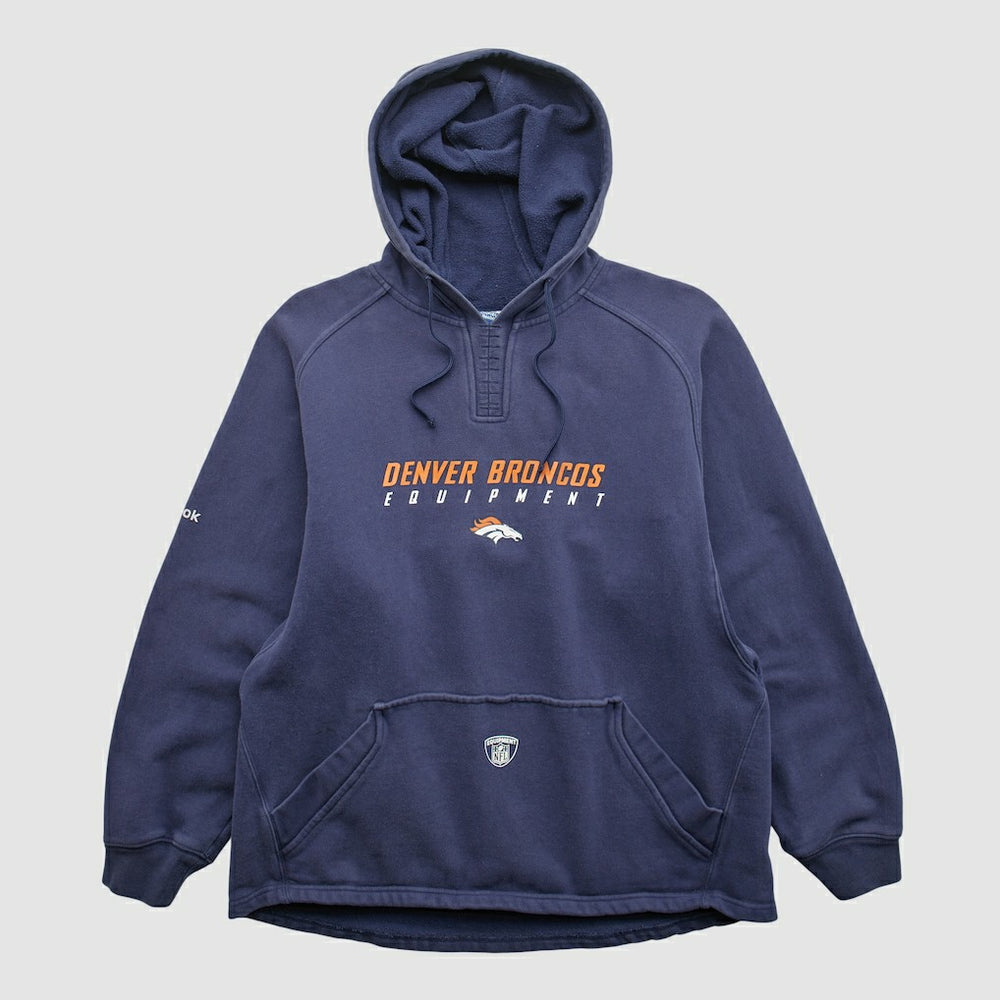 Denver Broncos Reebok 2000s Hooded Pullover Sweatshirt - Navy Vintage - Fanatics