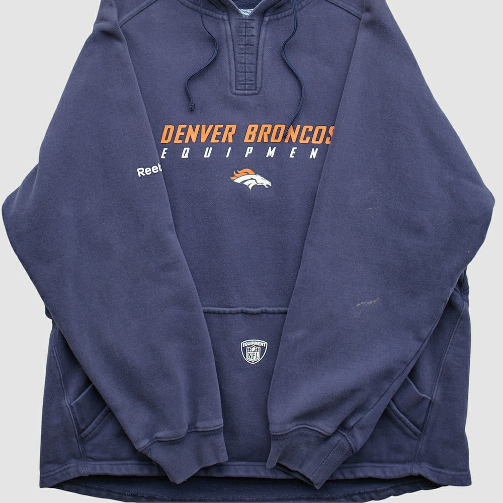 Denver Broncos Reebok 2000s Hooded Pullover Sweatshirt - Navy Vintage - Fanatics