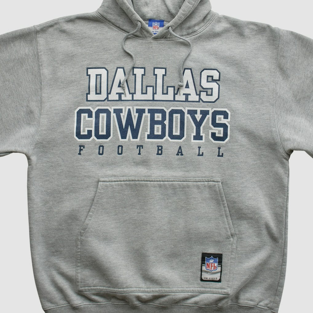 Dallas Cowboys Reebok 2000s Hooded Pullover Sweatshirt - Heather Gray Vintage - Fanatics