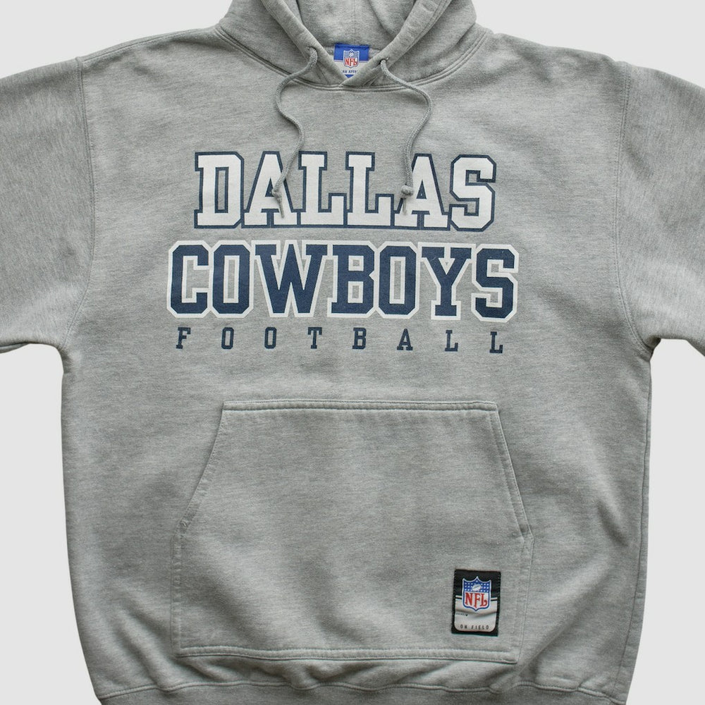 Dallas Cowboys Reebok 2000s Hooded Pullover Sweatshirt - Heather Gray Vintage - Fanatics