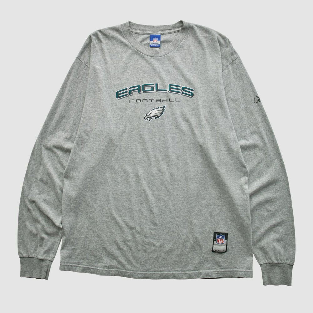 Philadelphia Eagles Reebok 2000s Long Sleeve T-shirt - Heather Gray Vintage - Fanatics