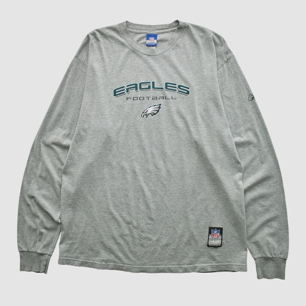 Philadelphia Eagles Reebok 2000s Long Sleeve T-shirt - Heather Gray Vintage - Fanatics