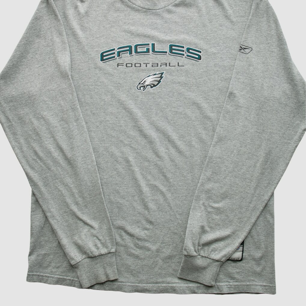 Philadelphia Eagles Reebok 2000s Long Sleeve T-shirt - Heather Gray Vintage - Fanatics
