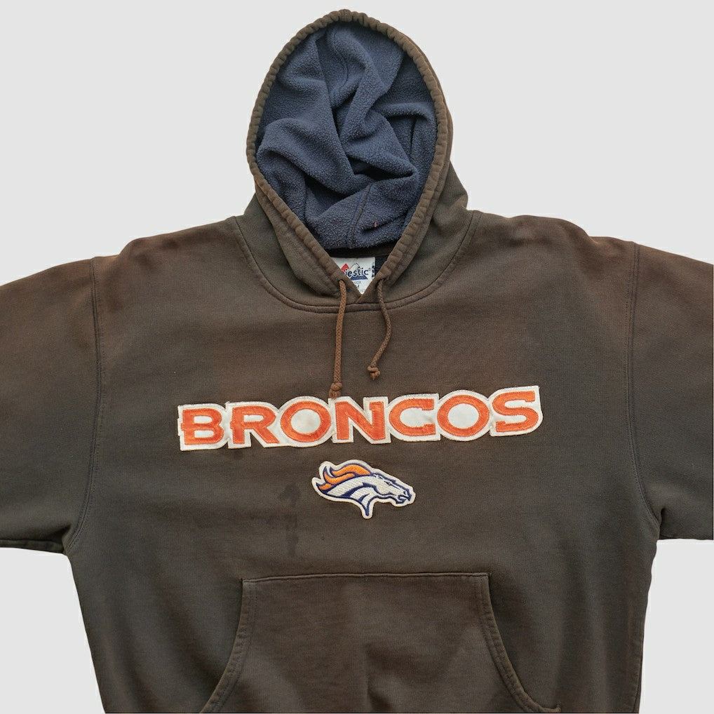 Denver Broncos Majestic 2000s Hooded Pullover Sweatshirt - Brown Vintage - Fanatics