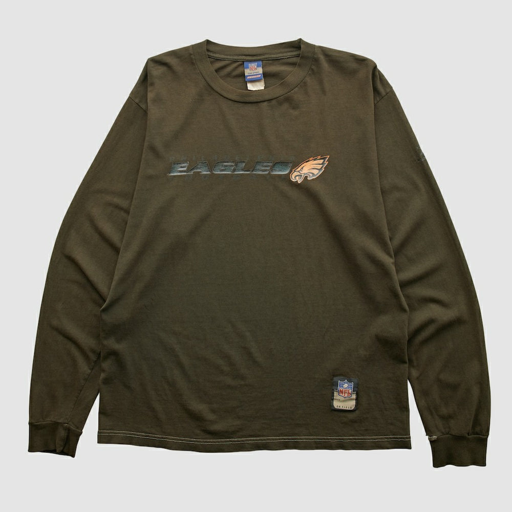 Philadelphia Eagles Reebok 2000s Long Sleeve T-shirt - Brown Vintage - Fanatics