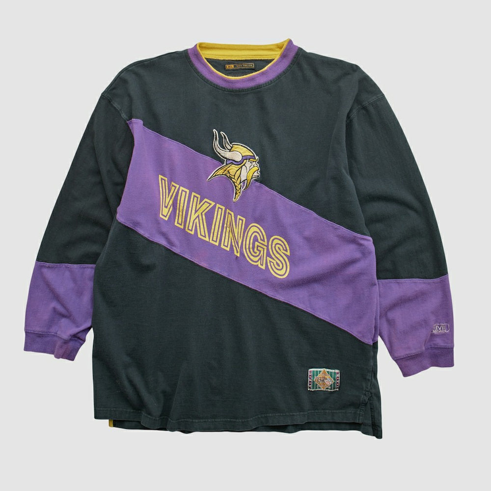 Minnesota Vikings Mirage 90s Long Sleeve T-shirt - Black Vintage - Fanatics
