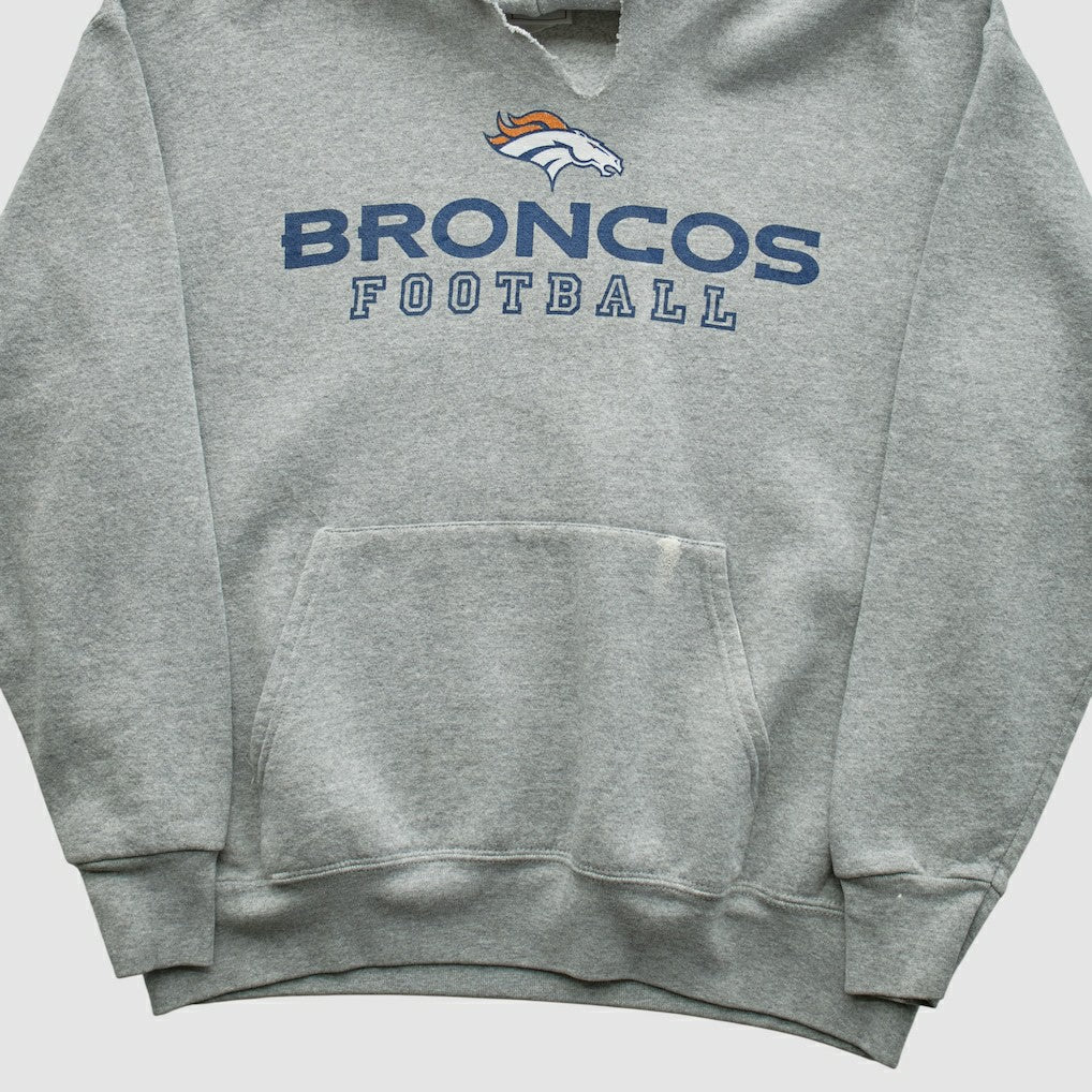Denver Broncos NFL 2000s Hooded Pullover Sweatshirt - Heather Gray Vintage - Fanatics