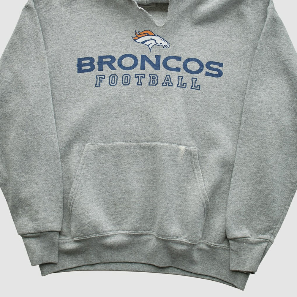 Denver Broncos NFL 2000s Hooded Pullover Sweatshirt - Heather Gray Vintage - Fanatics
