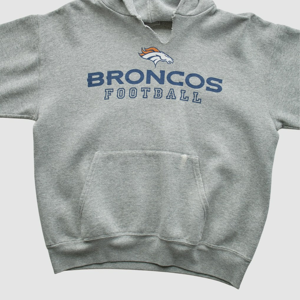 Denver Broncos NFL 2000s Hooded Pullover Sweatshirt - Heather Gray Vintage - Fanatics