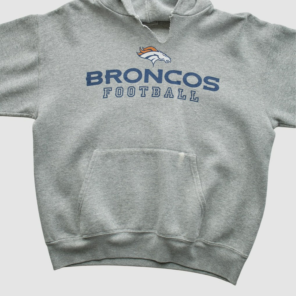 Denver Broncos NFL 2000s Hooded Pullover Sweatshirt - Heather Gray Vintage - Fanatics