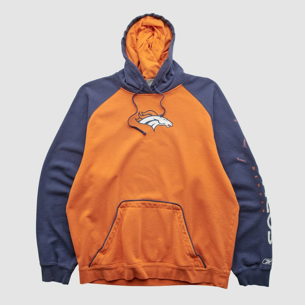 Denver Broncos Reebok 2000s Hooded Pullover Sweatshirt - Orange Vintage - Fanatics