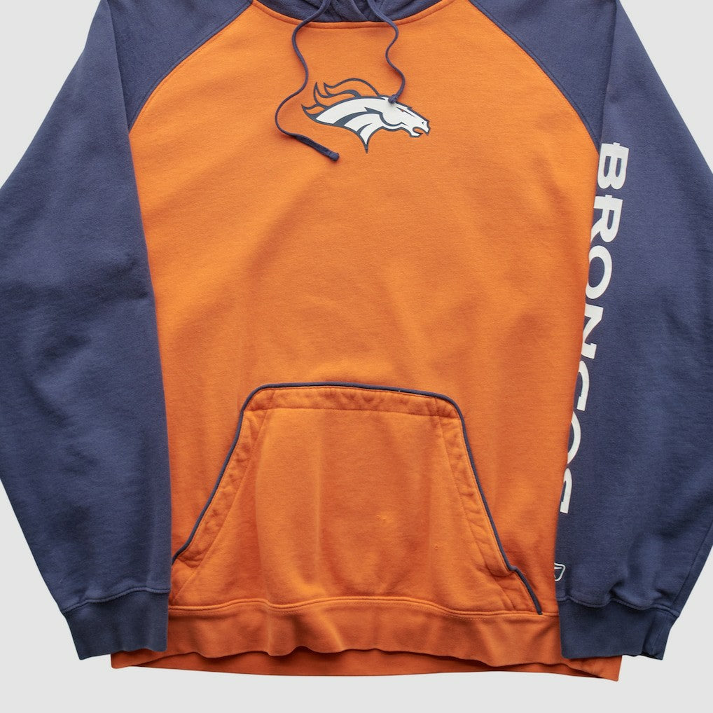 Denver Broncos Reebok 2000s Hooded Pullover Sweatshirt - Orange Vintage - Fanatics