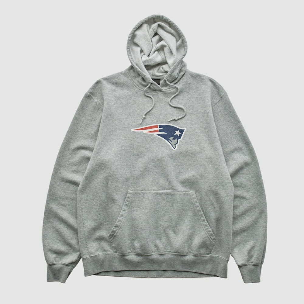 New England Patriots Reebok 2000s Hooded Pullover Sweatshirt - Heather Gray Vintage - Fanatics