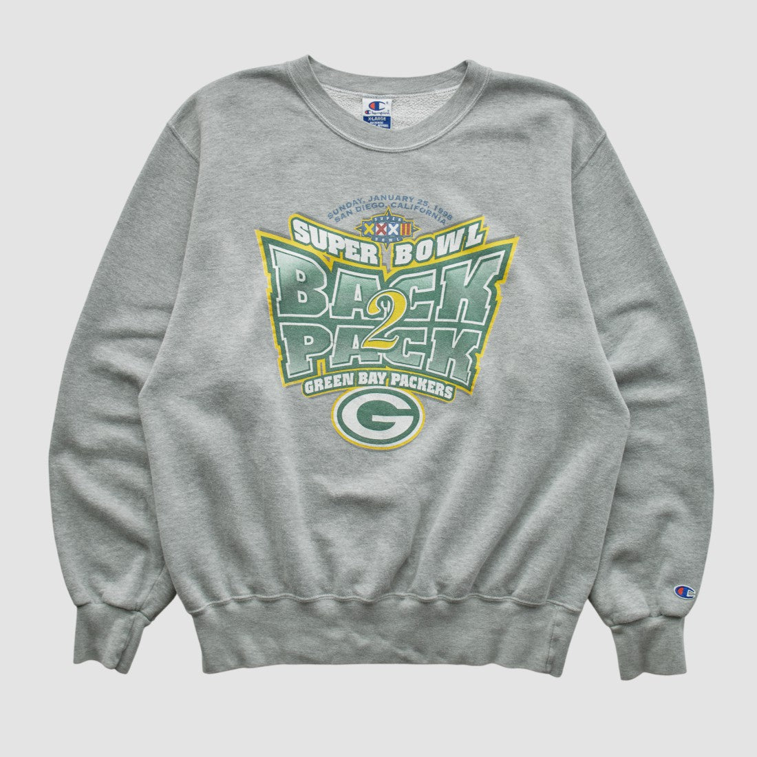 Green Bay Packers Champion 1998 Pullover Sweatshirt - Heather Gray Vintage - Fanatics