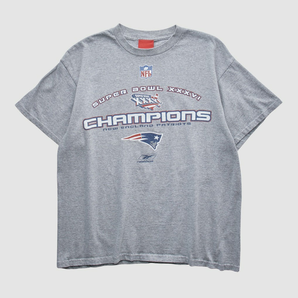New England Patriots Reebok 2002 T-shirt - Heather Gray Vintage - Fanatics