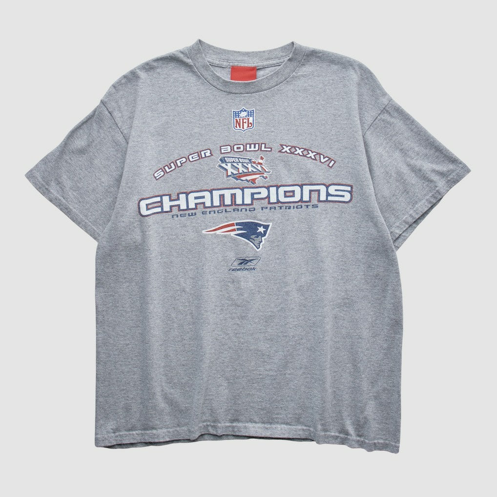 New England Patriots Reebok 2002 T-shirt - Heather Gray Vintage - Fanatics