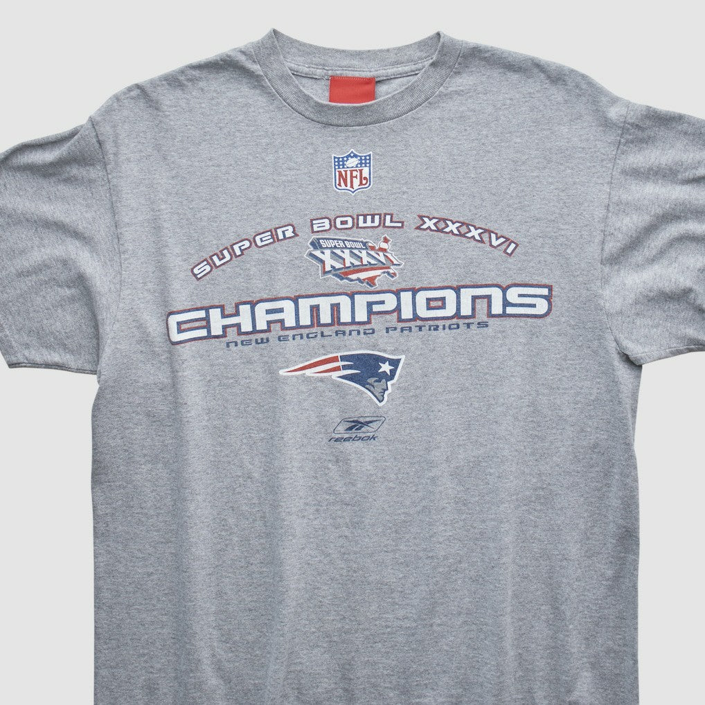 New England Patriots Reebok 2002 T-shirt - Heather Gray Vintage - Fanatics